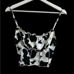 Cow print spaghetti strap cami top